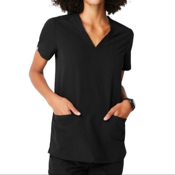 Figs Tops - FIGS Casma Three-Pocket Scrub Top Black M